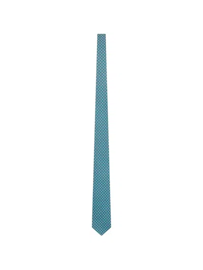 Kiton Geometric-print Silk Tie In Blue