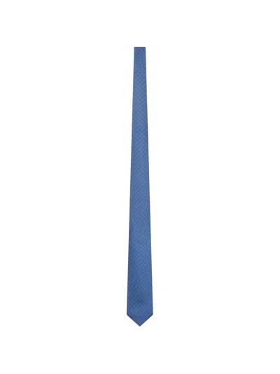 Kiton Geometric-print Silk Tie In Blue