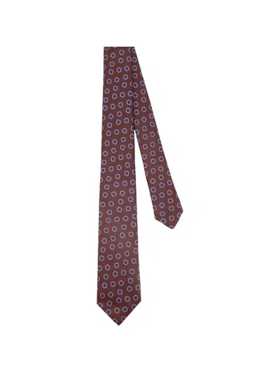 Kiton Geometric-print Silk Tie In Multi