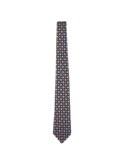 Kiton Geometric-print Silk Tie In Multi