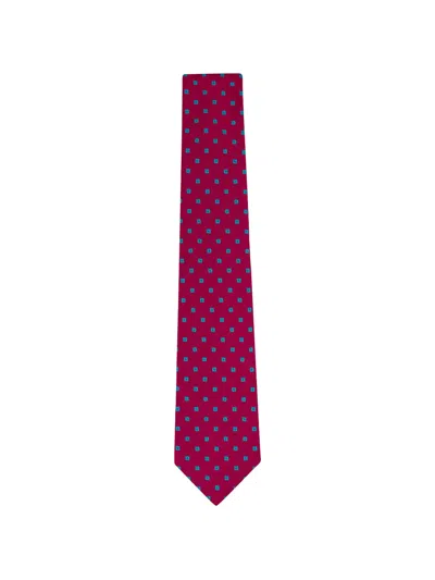 Kiton Geometric-print Silk Tie In Pink