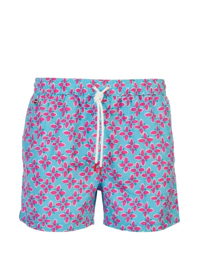 Kiton Geometric-print Swim Shorts In Blue