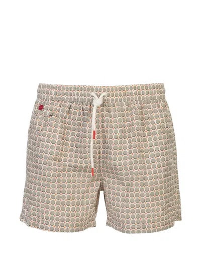 Kiton Geometric-print Swim Shorts In Neutral