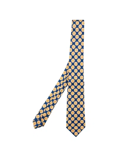 Kiton Geometric-print Tie In Blue