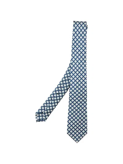 Kiton Geometric-print Tie In Blue
