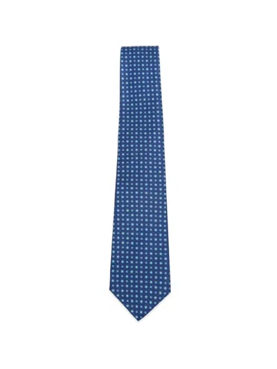 Kiton Geometric-print Tie In Blue