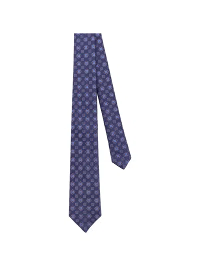 Kiton Geometric-print Tie In Blue