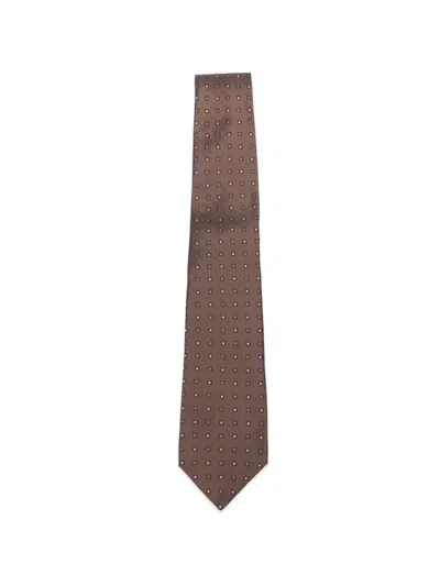 Kiton Geometric-print Tie In Brown