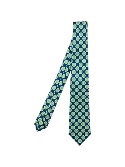 Kiton Geometric-print Tie In Green