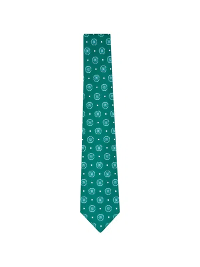 Kiton Geometric-print Tie In Green