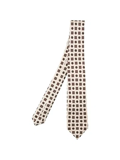 Kiton Geometric-print Tie In Neutral