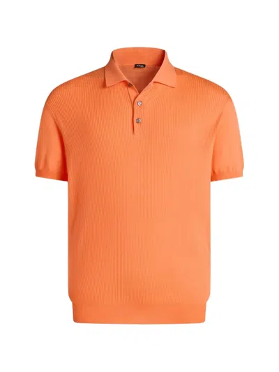 Kiton Geripptes Poloshirt In Orange