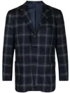 Kiton Plaid-check Single-breasted Blazer In Blue