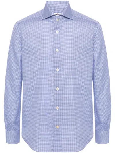 Kiton Gingham-check Shirt In Blue