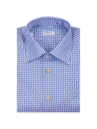 Kiton Gingham-check Shirt In Purple