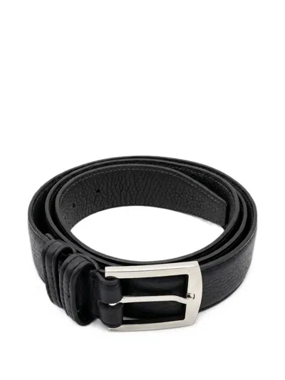 Kiton Grained Leather Belt In Black