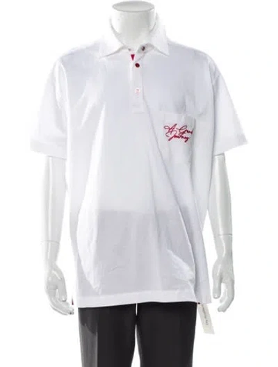 Pre-owned Kiton Graphic Print Collar Polo Shirt In Blue