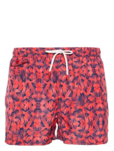 Kiton Graphic-print Swim Shorts In Pink Navy