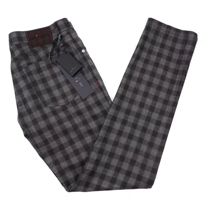 Pre-owned Kiton Gray-brown-turquoise Check Soft-woven Wool 5-pocket Pants 33 Jeans