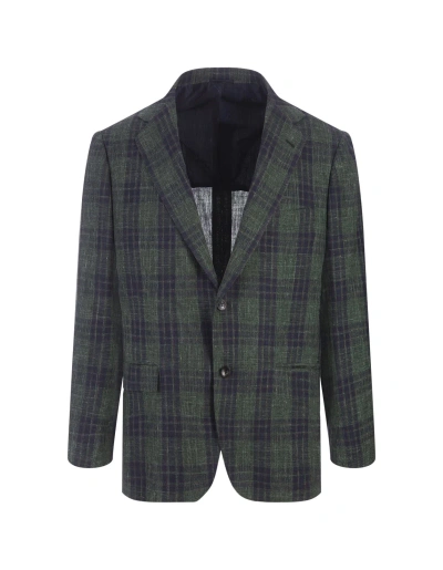 Kiton Green Check Wool Classic Blazer