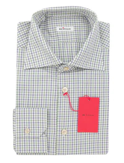 Pre-owned Kiton Green Plaid Cotton Shirt - Slim - (kt12122324)