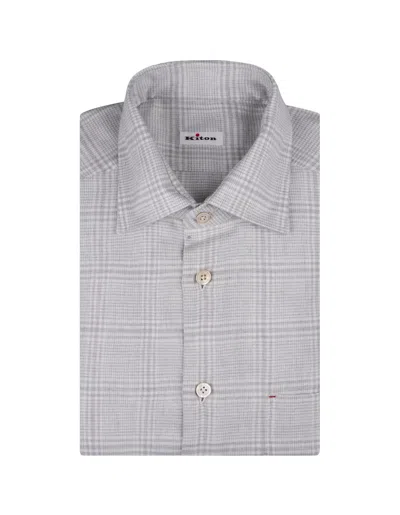 Kiton Grey Houndstooth Flannel Nerano Shirt