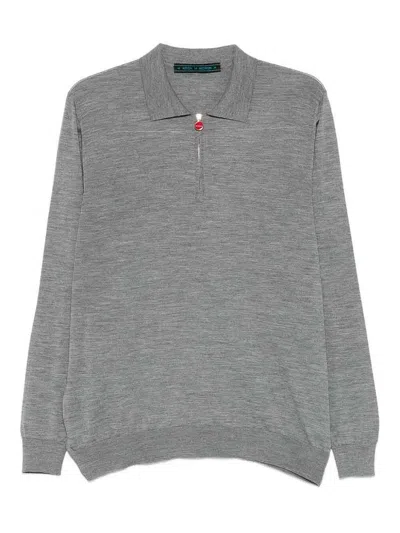 Kiton Grey Wool Pole In Gray