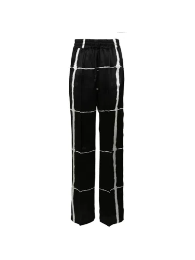 KITON GRID-PRINT DRAWSTRING TROUSERS