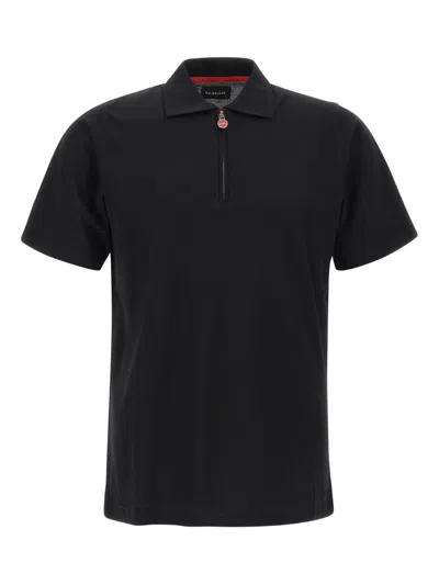 Kiton Half-zip Short-sleeve Polo Shirt In Black
