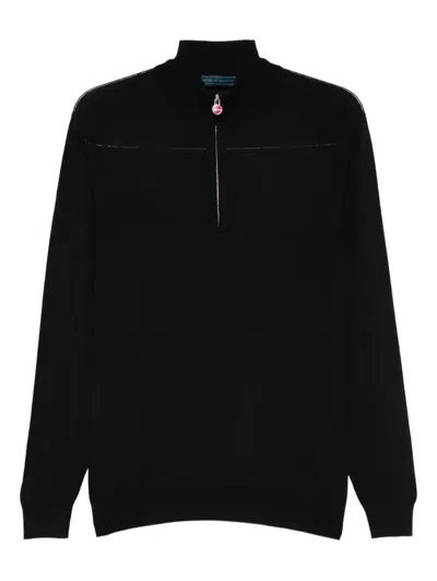 Kiton Half-zip Sweater In Black