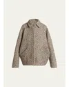 Kiton Herringbone Wool Oversized Zip Jacket In Neutral