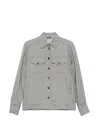 Kiton Herringbone-pattern Flap-pocket Shirt In Gray