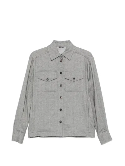 KITON KITON HERRINGBONE-PATTERN FLAP-POCKET SHIRT