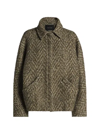 Kiton Herringbone-weave Cropped Coat In Brown