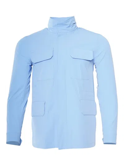 Kiton Kired Yari Solid Nylon Hidden Hood Light-jacket In Blue
