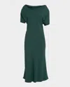 Kiton High-neck Short-sleeve Midi Dress In Green