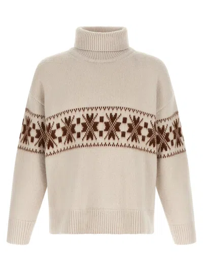 Kiton Geometric Jacquard High-neck Jumper In Neutral