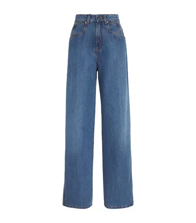 Kiton High-rise Wide-leg Jeans In Blue