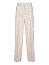 Kiton High-waisted Beige Trousers With Button And Zip Closure In Neutrals
