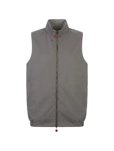 Kiton High-neck Reversible Gilet In Gray