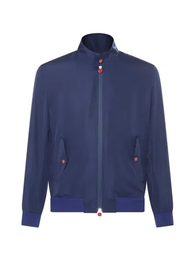 Kiton High-neck Ribbed-trim Jacket In Blue