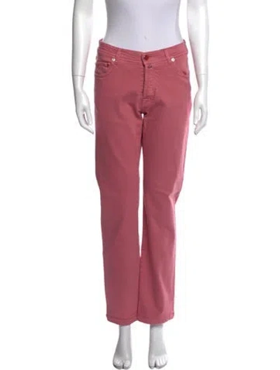 Pre-owned Kiton High-rise Straight Leg Jeans In Pink