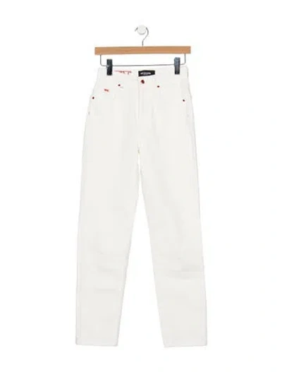Pre-owned Kiton High-rise Straight Leg Jeans In White
