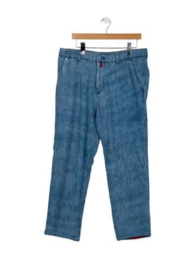 Pre-owned Kiton High-rise Wide Leg Jeans In Blue