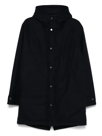 Kiton Hooded Button Coat In Blue