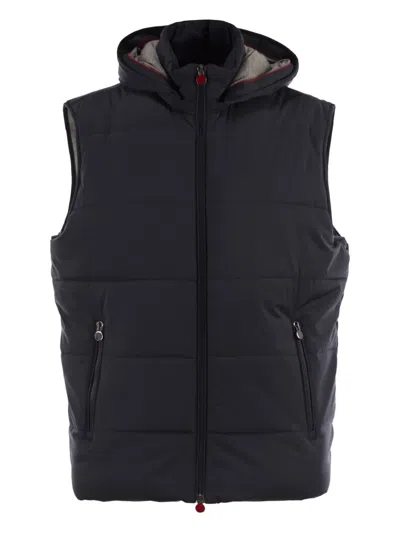 Kiton Hooded Sleeveless Jacket In Multi
