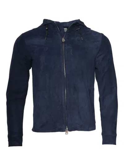 Kiton Kired Olek 1 Solid Suede Hooded Zip-up Light-jacket In Black