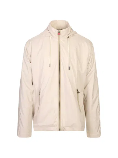Kiton Hooded Zip-up Jacket In Neutral