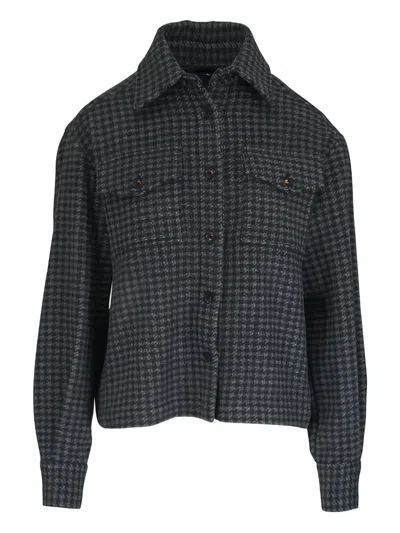 Kiton Houndstooth Pocket Jacket In Black