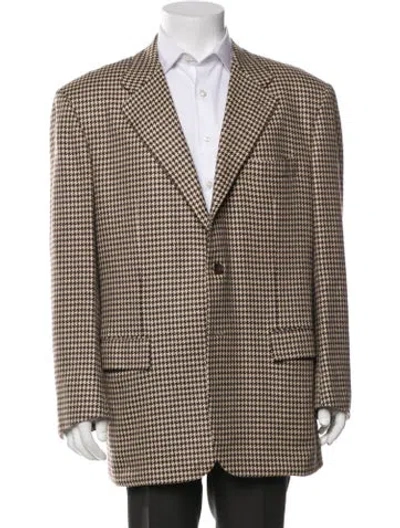 Pre-owned Kiton Houndstooth Print Jacket In Neutrals